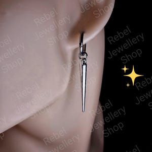 Silver Gothic Spike Hoop Rivet Alternative Earring Set,Emo Punk Dangle Goth Earrings,Silver Steel Hoop Dangle Spike Drop Charm for Men&Women