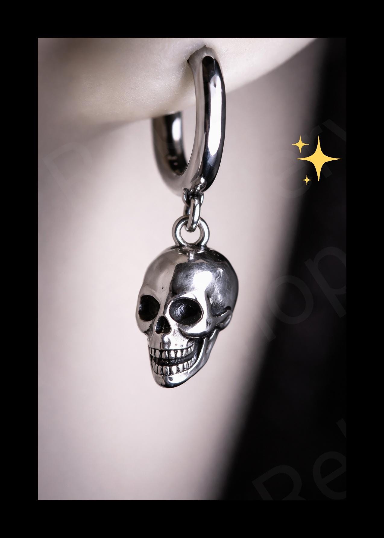 1 paio di orecchini a forma di teschio, in vero argento 925, idea