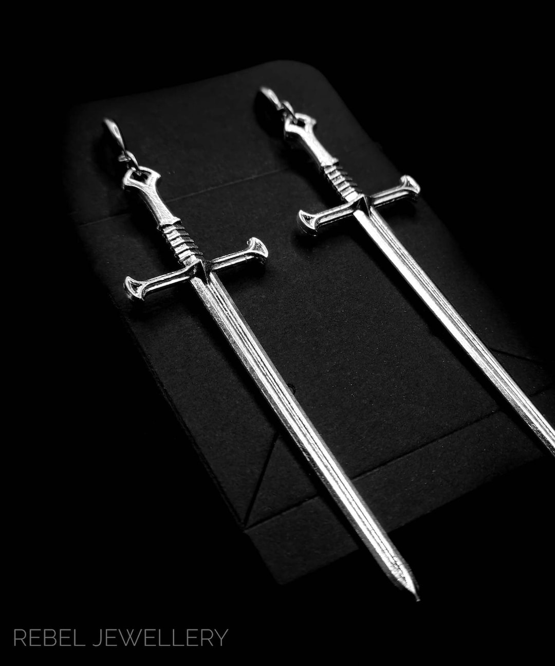 Sword Dagger Earrings Silver Dangle Drop Dagger Goth Earrings Stainless Steel Hoop, Unique