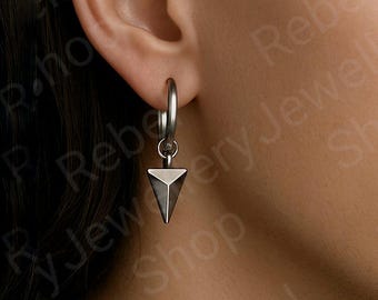 Geometric Dangle Earrings for Men and Women, Hypoallergenic Steel Huggie Hoop