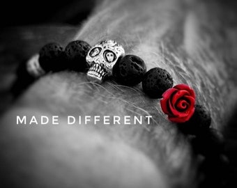 Skull bracelet for men,for women,perfect gift,beaded bracelet alternative lava stone Jewellery for men,women,punk,rock unique charm bracelet