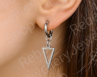 Mens Dangle Drop Hoop Silver Earrings For Men and Women Unique Hanging Earrings Punk Dangle Designer Earings Simple Unisex Mens Huggie