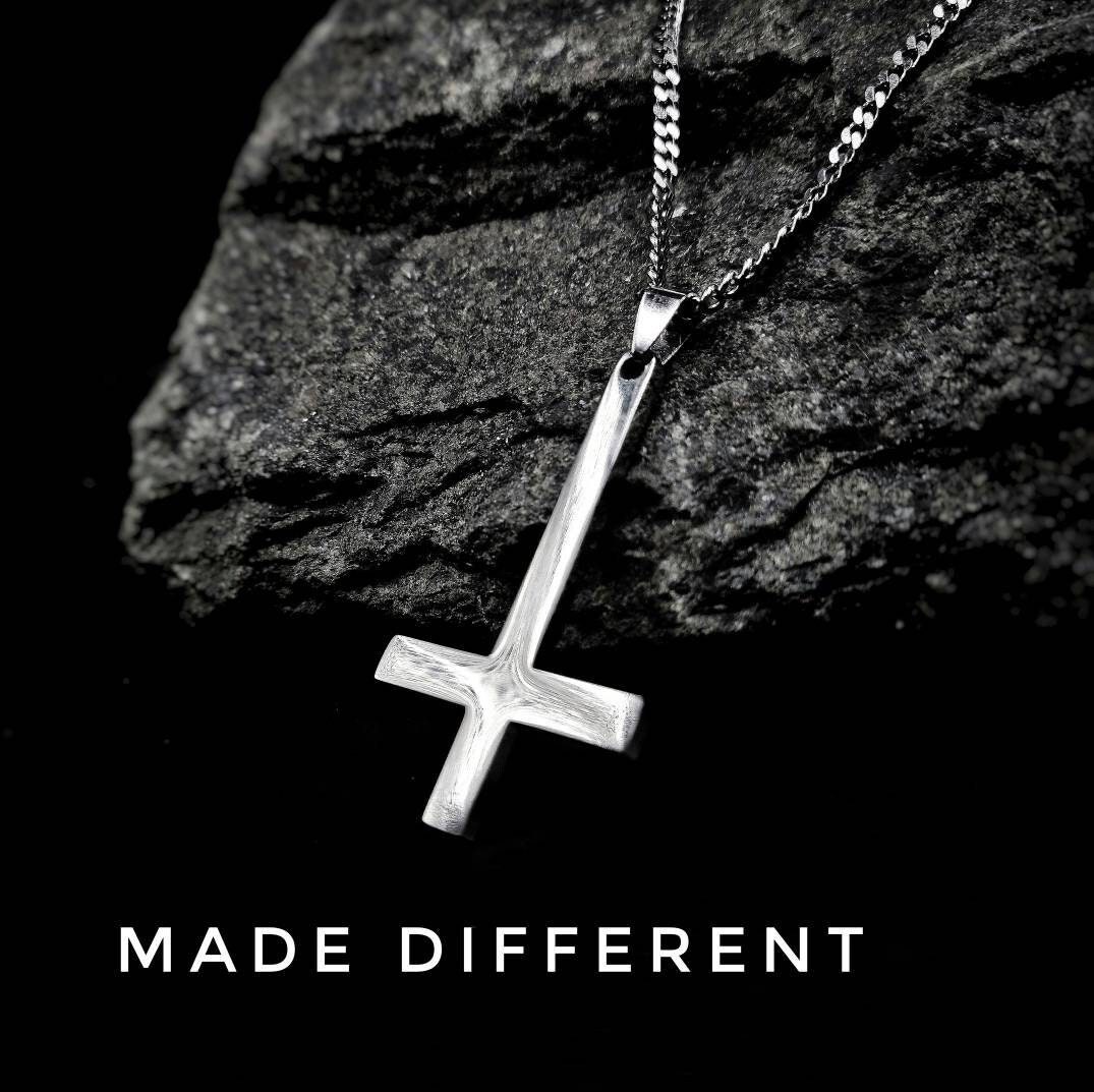 Inverted Cross Necklace Upside Down Cross Necklace