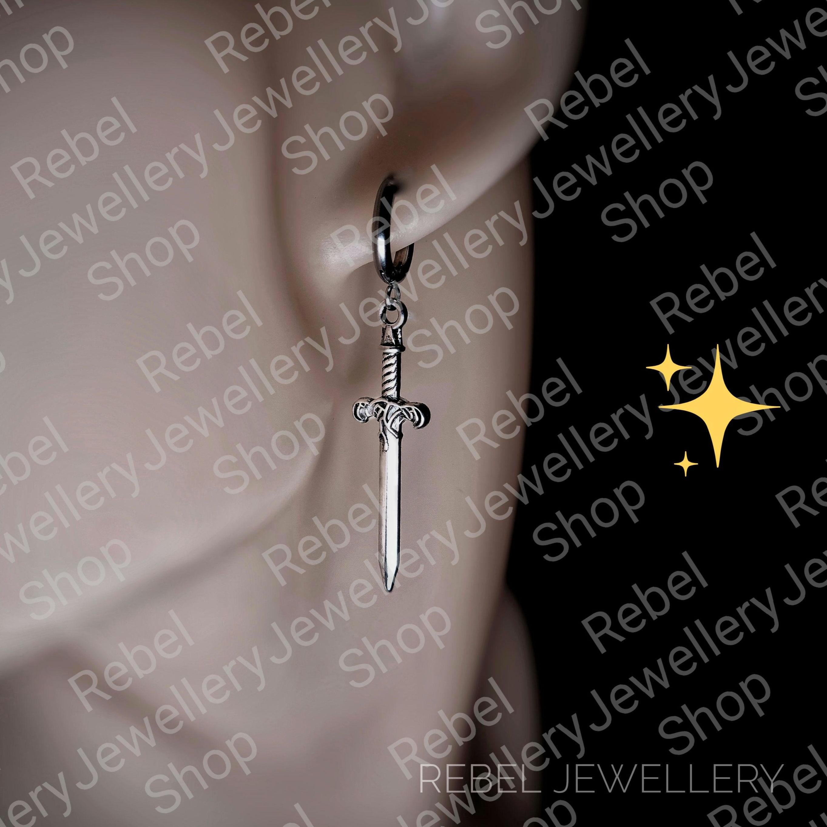 Orecchini A Pugnale In Argento Tibetano - Unisex Ganci Spada - Artigianali - Foto 2