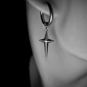 Mens Dangle Star Earrings, Mens Earring Dangly Silver Earring Set For Men. Mens Silver Star Earrings Gift For Him image 9