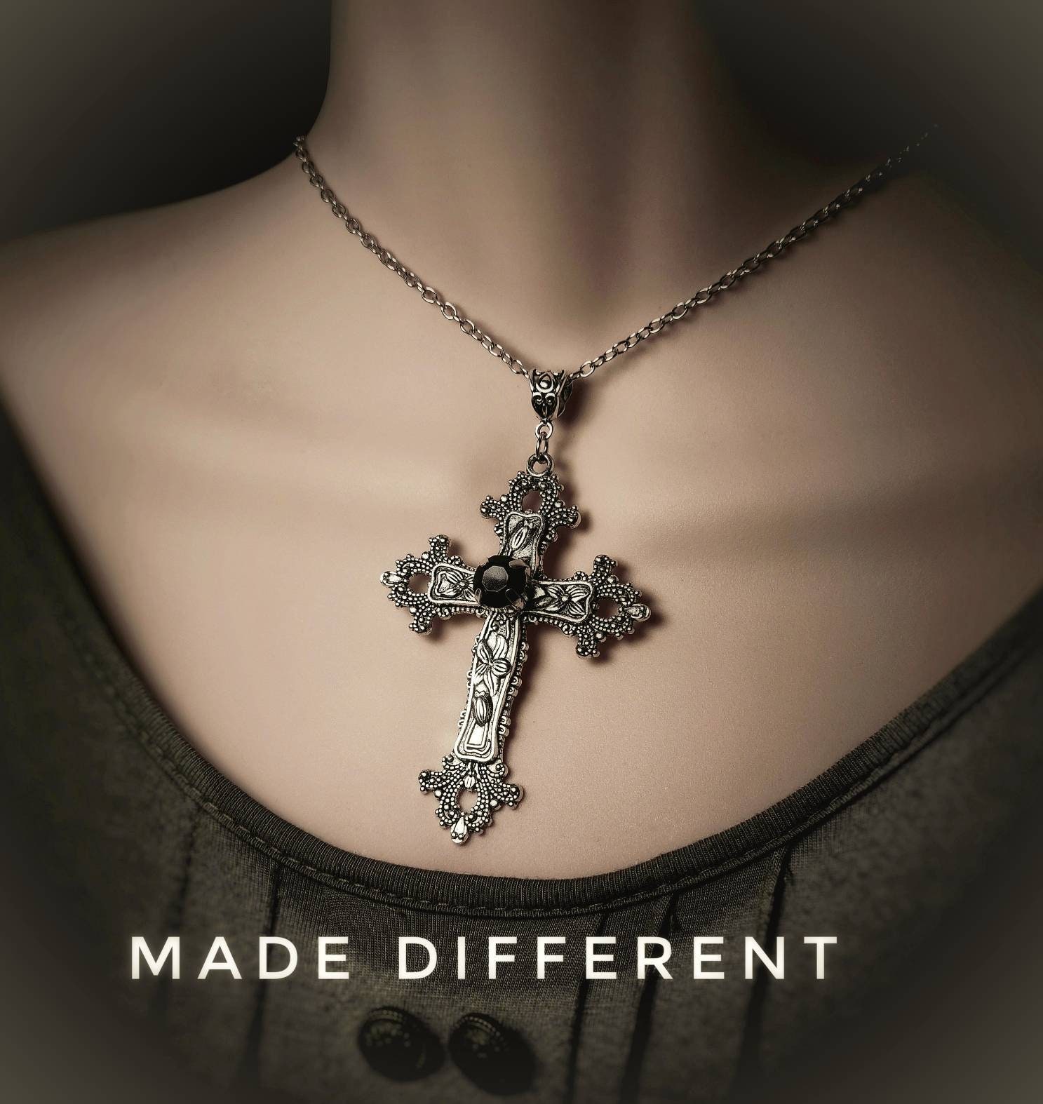 Large gothic cross best sale necklace
