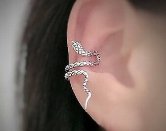 Snake Ear Cuff,Snake Earrings Womens Silver Ear Cuff, Unique Ear cuff, Snake Wrap For Ear, Snake Ear accessories. Ear Wrap Gifts for Her