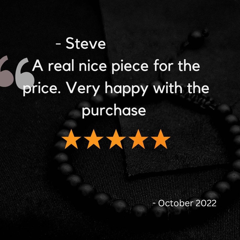 Black Onyx stone beaded bracelet for men, for women Matte Black Onyx beads Hand made silver spacer stretch bracelet,Perfect gift for men image 3