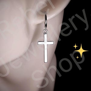 Cross Earrings for Men /Dangle Cross Crucifix Charm Stainless Steel Ring,Cross Jewellery,Gothic Unique Handmade,Alternative/Goth/Emo