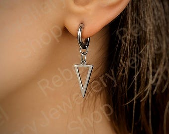 Mens Dangle Drop Hoop Silver Earrings For Men and Women Unique Hanging Earrings Punk Dangle Designer Earings Simple Unisex Mens Huggie