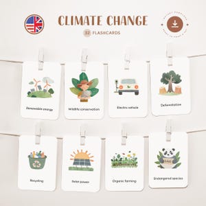 CAMBIAMENTI CLIMATICI • Inglese • Schede didattiche stampabili • Schede Montessori in tre parti • Nomenclatura
