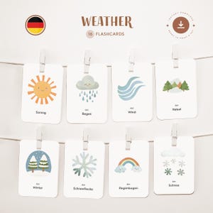 WETTER • Deutsche Lernkarten zum Selbstausdrucken • Montessori Karteikarten 3-teilig
