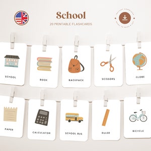 SCHULE • Englisch • Druckbare Kartei • Dreiteilige Montessori Karte • Nomenklatur