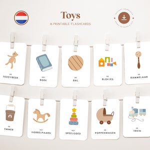 SPIELZEUG • Niederländische Lernkarten zum Selbstausdrucken • Montessori Karteikarten 3-teilig