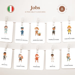 BERUFE • Italienische Lernkarten zum Selbstausdrucken • Montessori Karteikarten 3-teilig