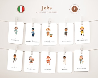 BERUFE • Italienische Lernkarten zum Selbstausdrucken • Montessori Karteikarten 3-teilig