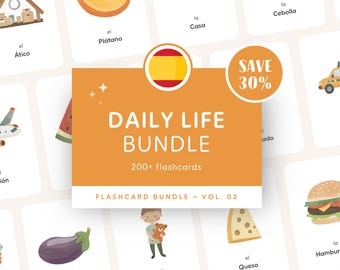 DAILY LIFE BUNDLE • Spanish • Printable Flashcards • Three-Part Montessori Cards • Nomenclature