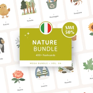 PACCHETTO NATURA • Italiano • Schede didattiche stampabili • Schede Montessori in tre parti • Nomenclatura