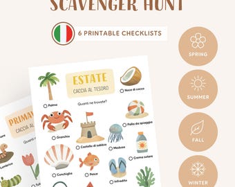 SCAVENGER HUNT • Italian • 4 Seasons • Printable Checklist • Nature • Adventure