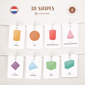 FORMAS 3D • Holandés • Fichas para imprimir • Fichas Montessori de tres partes • Nomenclatura