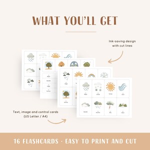 WEATHER • German • Printable Flashcards • Three-Part Montessori Cards • Nomenclature image 3