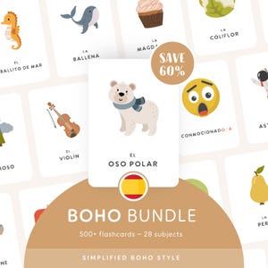 BOHO BUNDLE • Spanish • Printable Flashcards • Three-Part Montessori Cards • Nomenclature