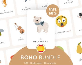 BOHO BUNDLE • Spanish • Printable Flashcards • Three-Part Montessori Cards • Nomenclature