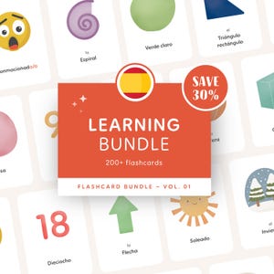 PACK D'APPRENTISSAGE • Espagnol • Cartes flash imprimables • Cartes Montessori en trois parties • Nomenclature