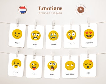 EMOTIONS • Dutch • Printable Flashcards • Three-Part Montessori Cards • Nomenclature