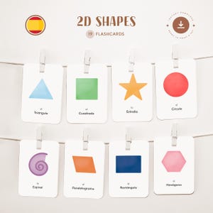 FORMAS 2D • Español • Tarjetas didácticas imprimibles • Tarjetas Montessori de tres partes • Nomenclatura