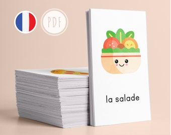 FOODS • French • Printable Flashcards • Three-Part Montessori Cards • Nomenclature