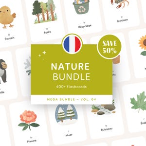 NATUURBUNDEL • Frans • Afdrukbare flashcards • Driedelige montessorikaarten • Nomenclatuur