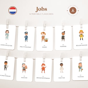 TRABAJOS • Holandés • Tarjetas didácticas imprimibles • Tarjetas Montessori de tres partes • Nomenclatura