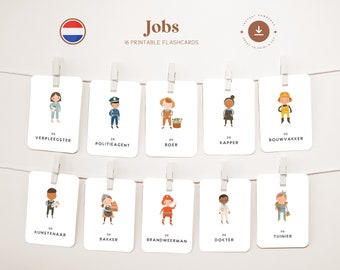 JOBS • Dutch • Printable Flashcards • Three-Part Montessori Cards • Nomenclature