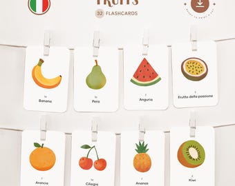 OBST • Italienische Lernkarten zum Selbstausdrucken • Montessori Karteikarten 3-teilig