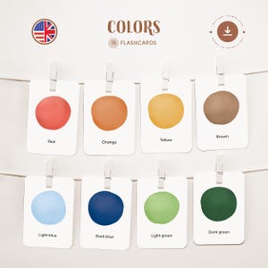 FORMEN & FARBEN • Englische Lernkarten zum Selbstausdrucken • Montessori Karteikarten 3-teilig