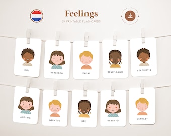 FEELINGS • Dutch • Printable Flashcards • Three-Part Montessori Cards • Nomenclature