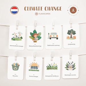 CAMBIO CLIMÁTICO • Holandés • Fichas para imprimir • Fichas Montessori de tres partes • Nomenclatura