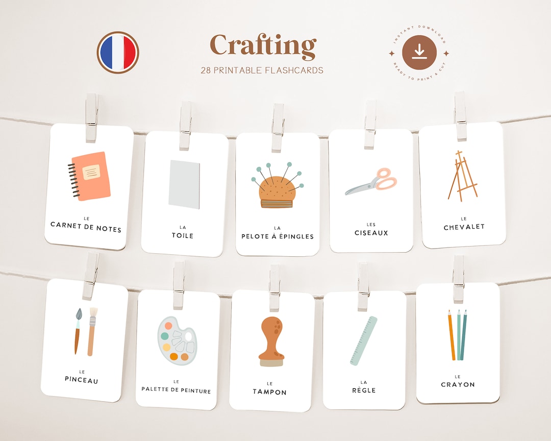 CRAFTING • French • Printable Flashcards • Three-part Montessori Cards ...