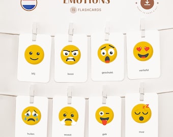 EMOTIONS • Dutch • Printable Flashcards • Three-Part Montessori Cards • Nomenclature