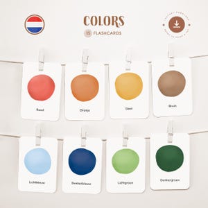 FARBEN • Niederländisch • Druckbare Karteikarten • Dreiteilige Montessori Karte • Nomenklatur
