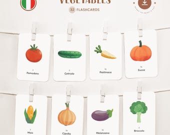GEMÜSE • Italienisch • Druckbare Karteikarten • Dreiteilige Montessori Karten • Nomenklatur