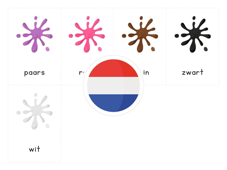 SHAPES & COLORS Dutch Printable Flashcards Threepart Montessori Cards
