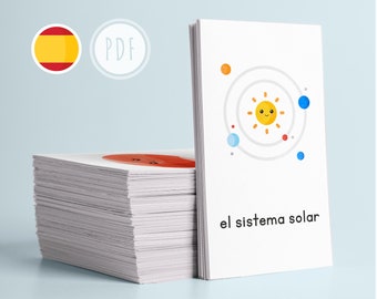 SPACE • Spanish • Printable Flashcards • Three-Part Montessori Cards • Nomenclature