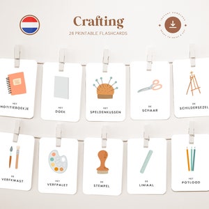 CRAFTING • Holandés • Tarjetas didácticas imprimibles • Tarjetas Montessori de tres partes • Nomenclatura