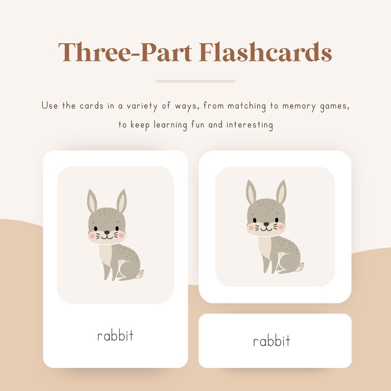 WOODLANDS English Printable Flashcards Three-part Montessori Cards - Etsy