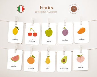 FRUTTA • Italiano • Flashcard stampabili • Carte Montessori in tre parti • Nomenclatura