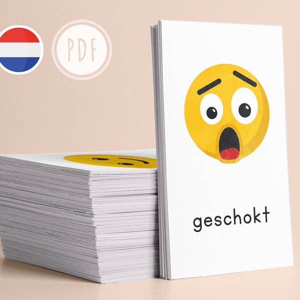 EMOTIES • Nederlands • Afdrukbare Flashcards • Driedelige Montessorikaarten • Nomenclatuur