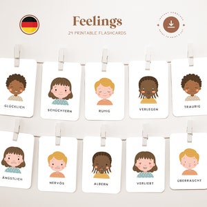 GEFÜHLE • Deutsch • Druckbare Karteikarten • Dreiteilige Montessori Karten • Nomenklatur