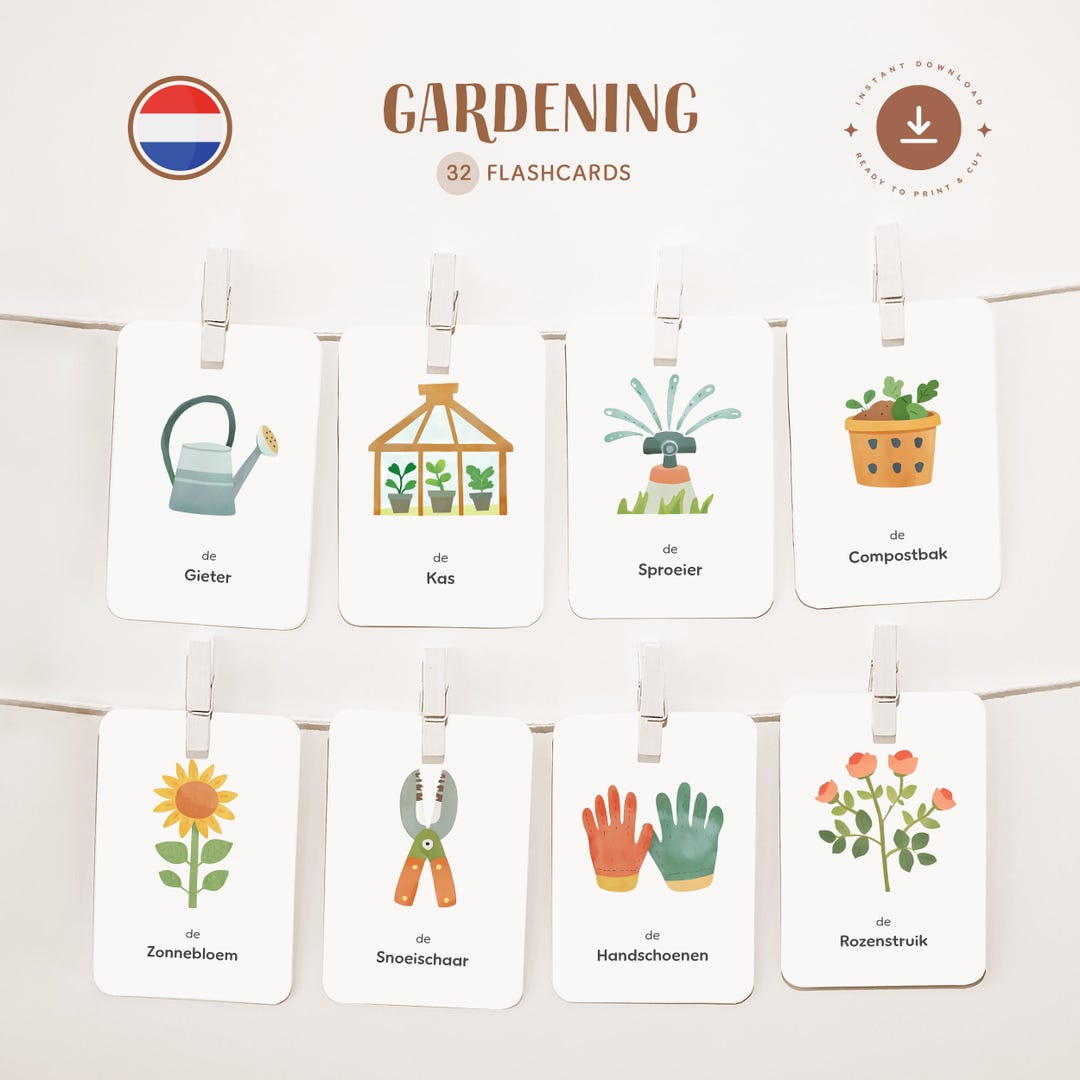 GARDENING • Dutch • Printable Flashcards • Three-part Montessori Cards ...